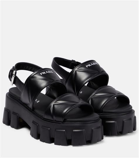 prada monolith platform sandals|prada monolith brushed leather lace up shoes.